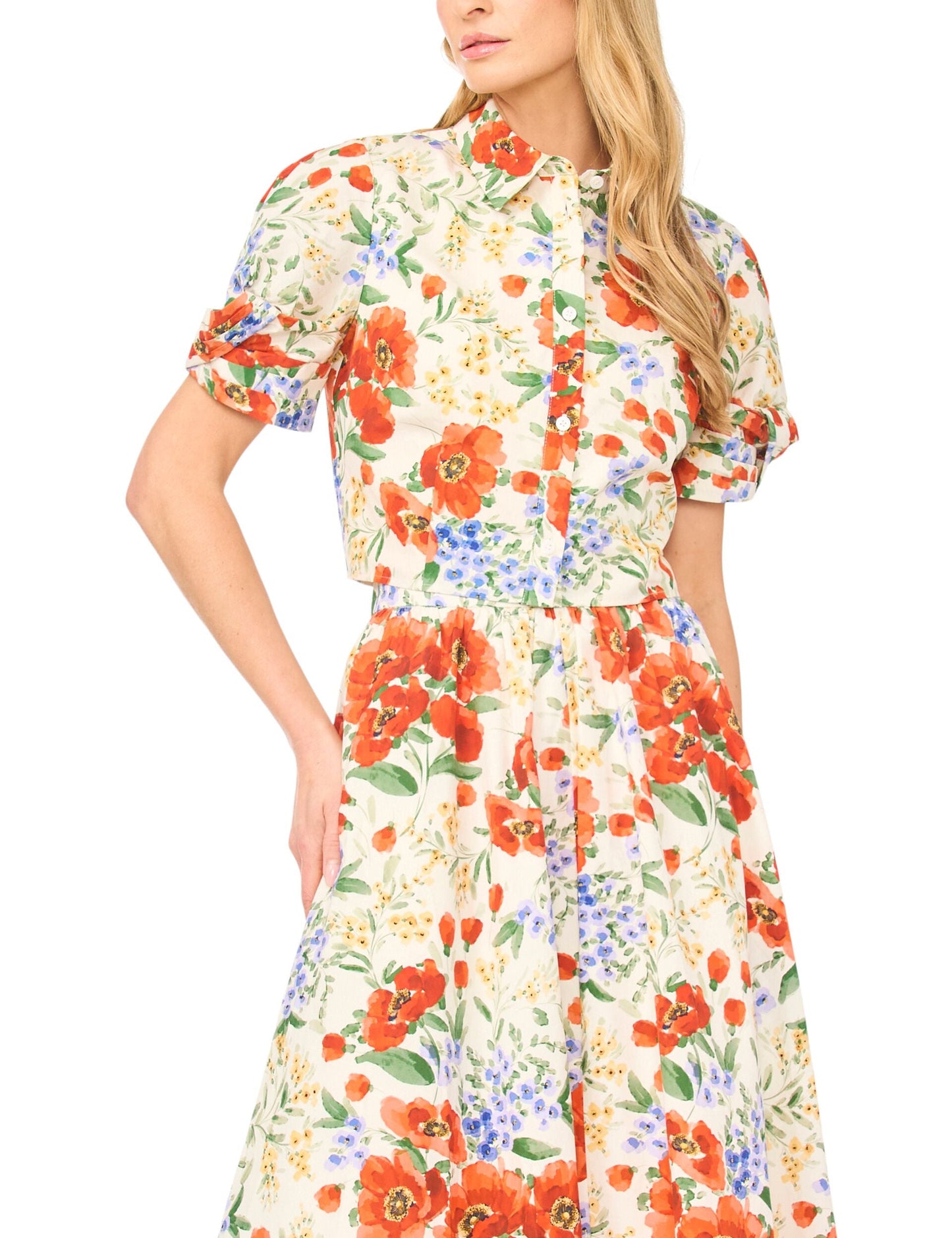 Ted Baker ISADORA Floral Twist Sleeve Cropped Shirt