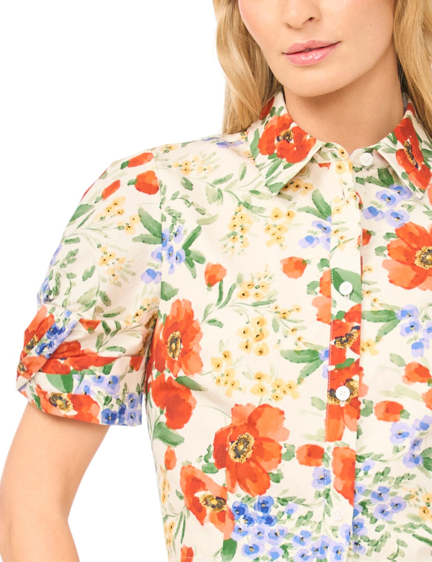 Ted Baker ISADORA Floral Twist Sleeve Cropped Shirt