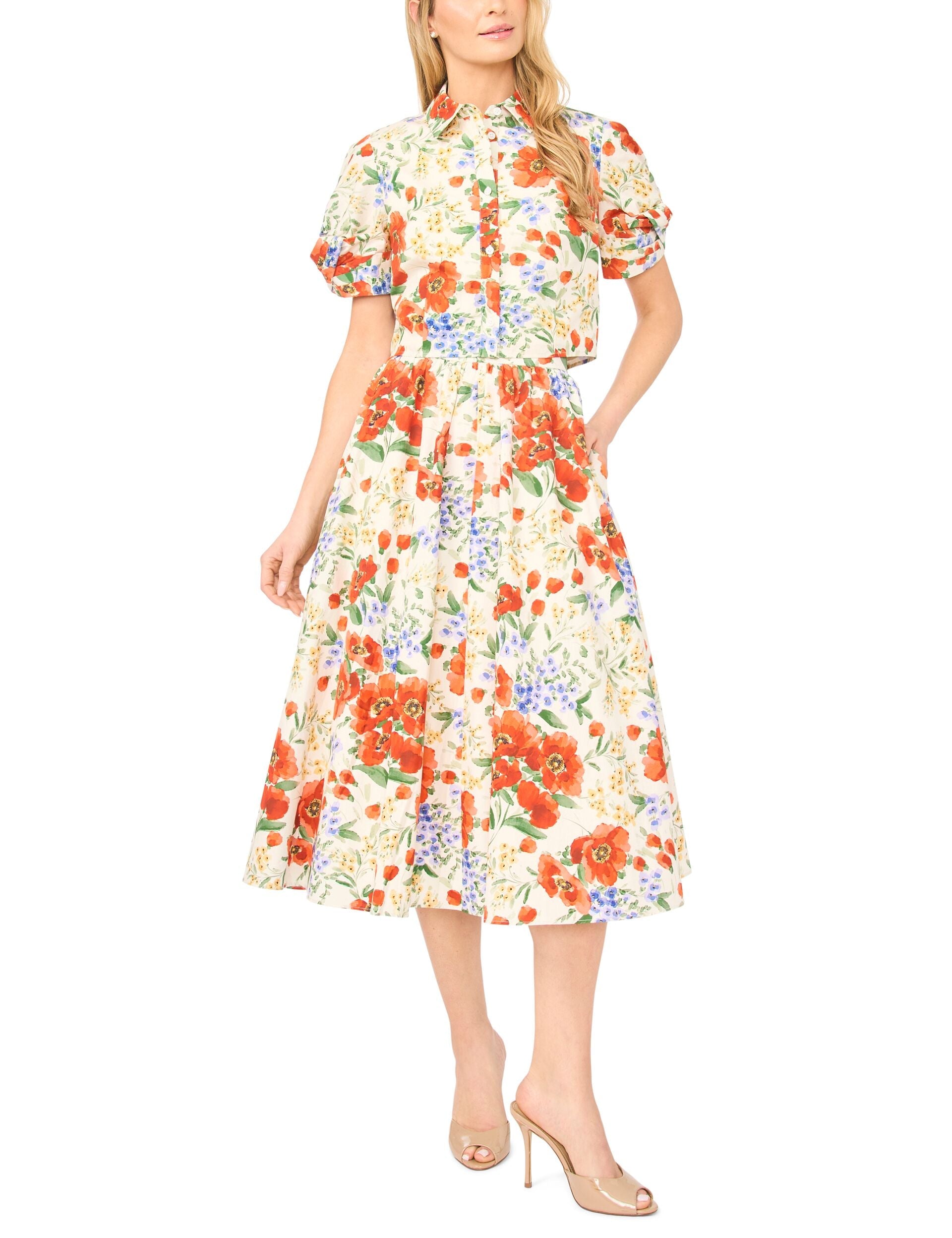 Ted Baker ISADORA Floral Twist Sleeve Cropped Shirt
