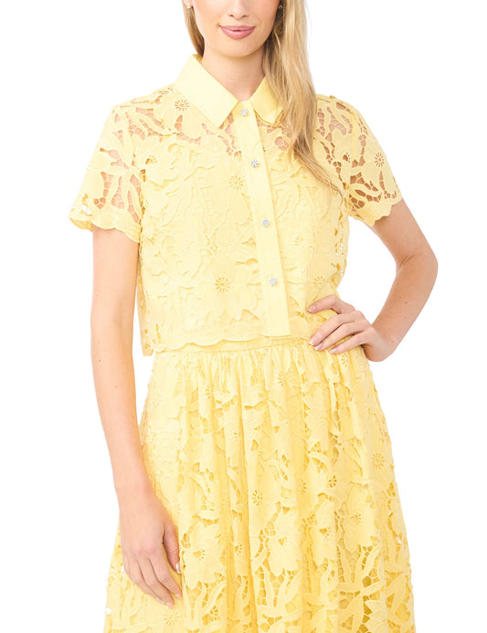 Ted Baker MICAH Lace Cropped Short Sleeve Shirt