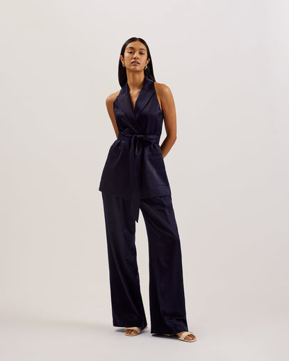 Ted Baker TEERU - Tailored Satin Longline Waistcoat with Belt