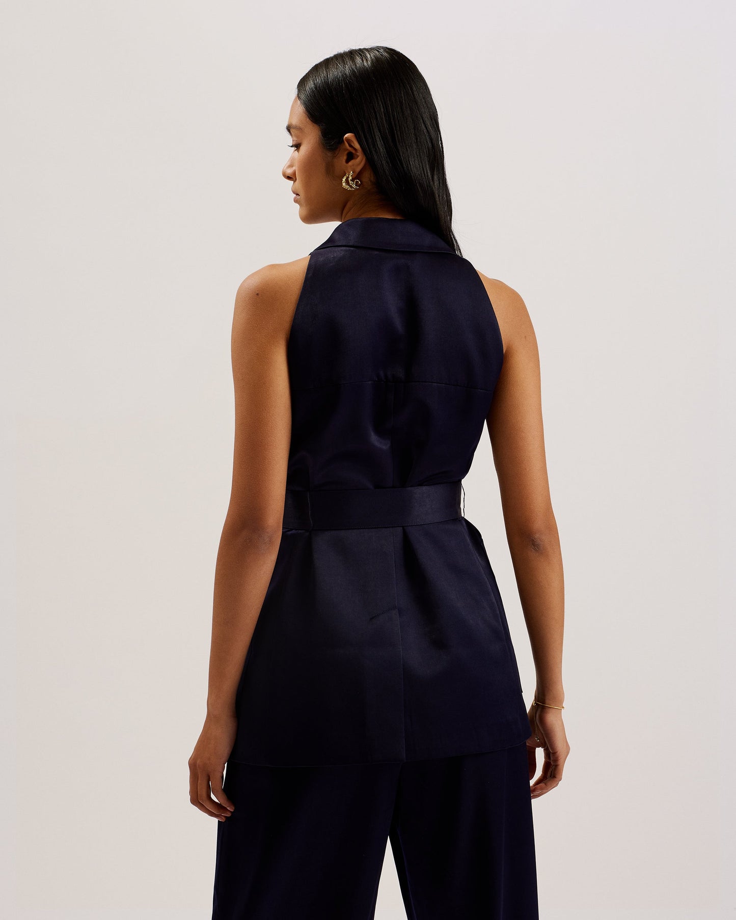 Ted Baker TEERU - Tailored Satin Longline Waistcoat with Belt