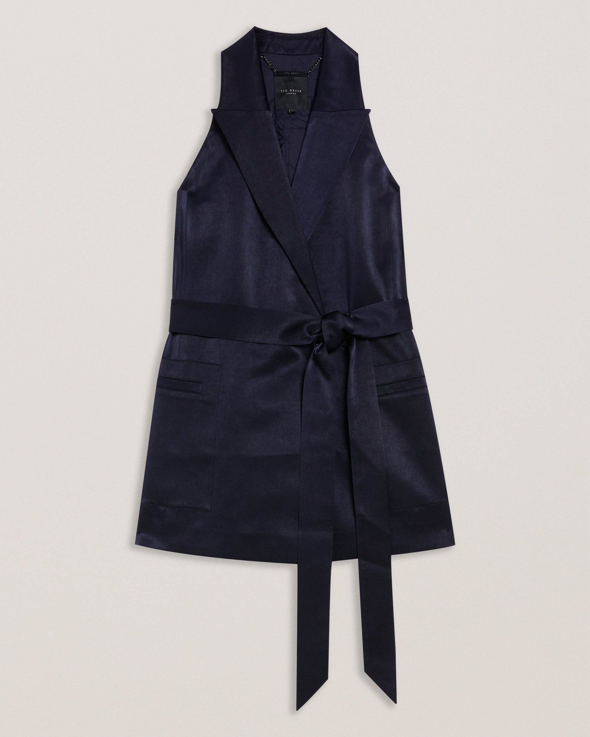 Ted Baker TEERU - Tailored Satin Longline Waistcoat with Belt