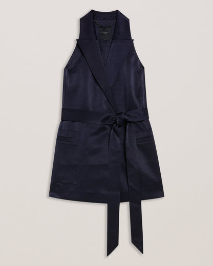 Ted Baker TEERU - Tailored Satin Longline Waistcoat with Belt