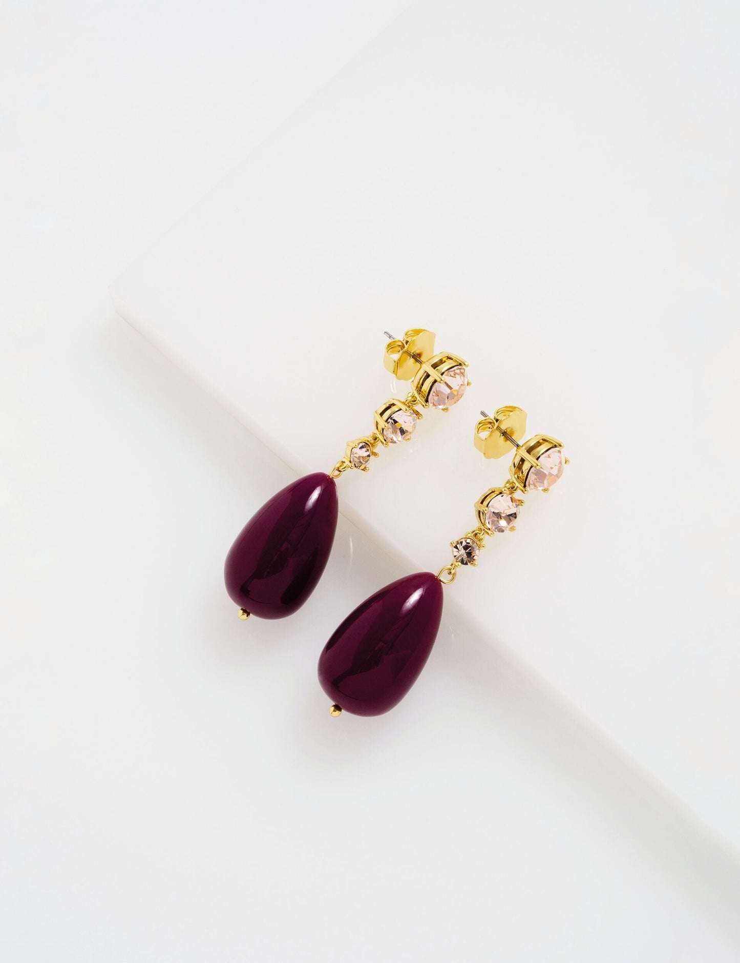 Ted Baker PEARSTI Statement Pendant Crystal Drop Earrings in Plum