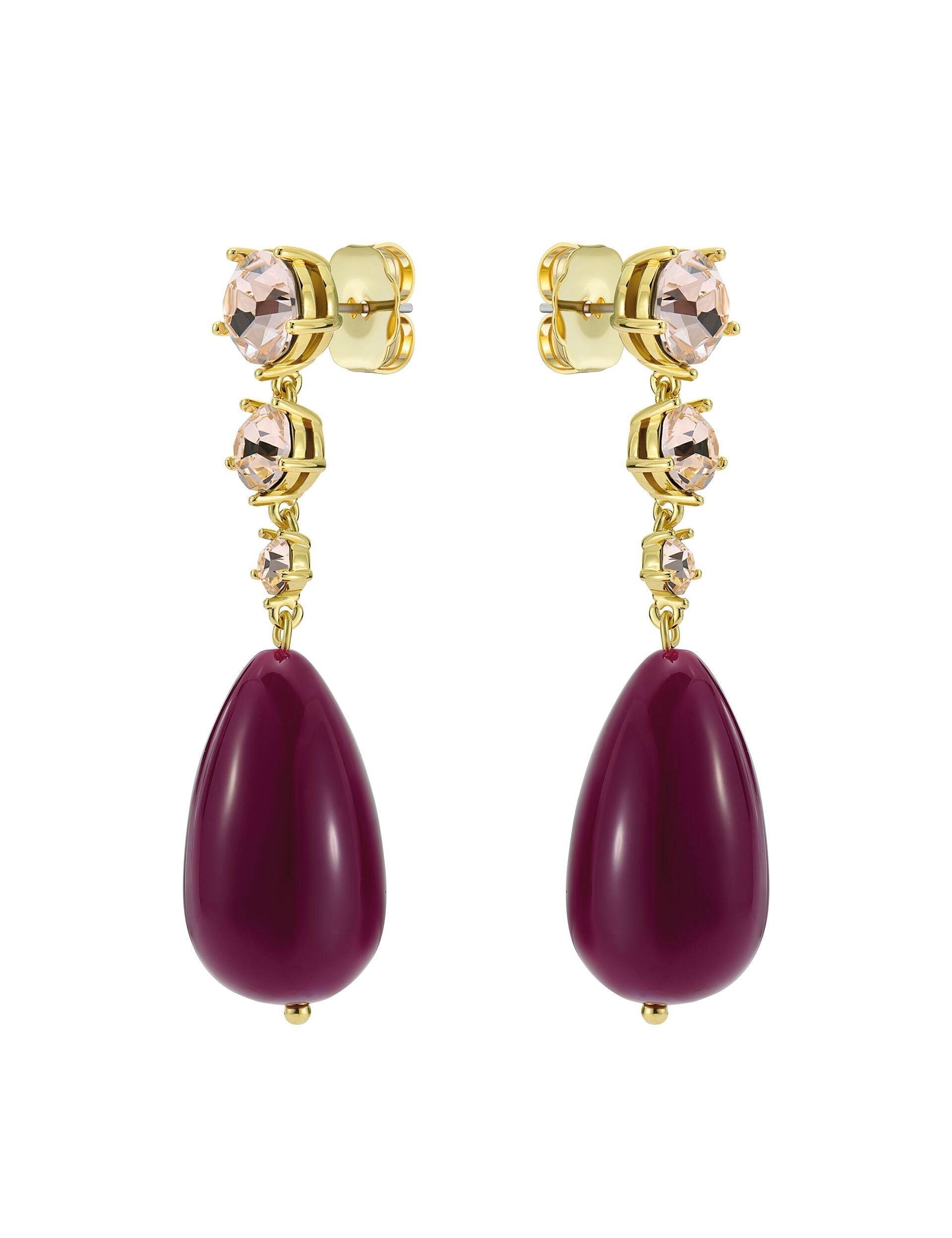 Ted Baker PEARSTI Statement Pendant Crystal Drop Earrings in Plum