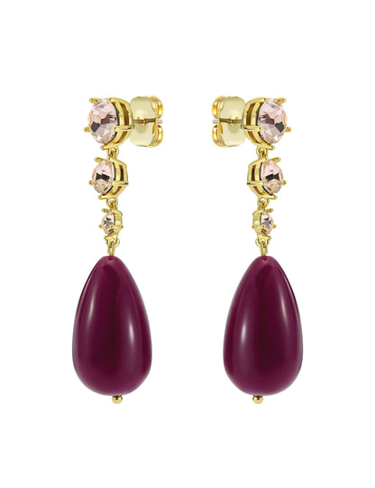 Ted Baker PEARSTI Statement Pendant Crystal Drop Earrings in Plum