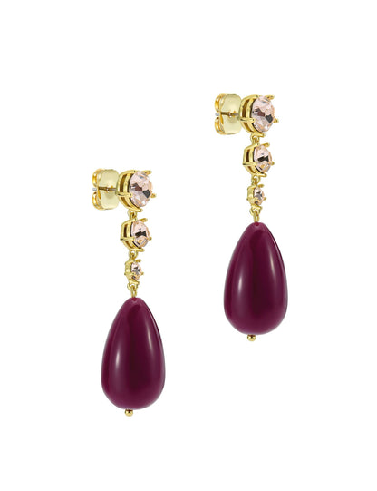 Ted Baker PEARSTI Statement Pendant Crystal Drop Earrings in Plum