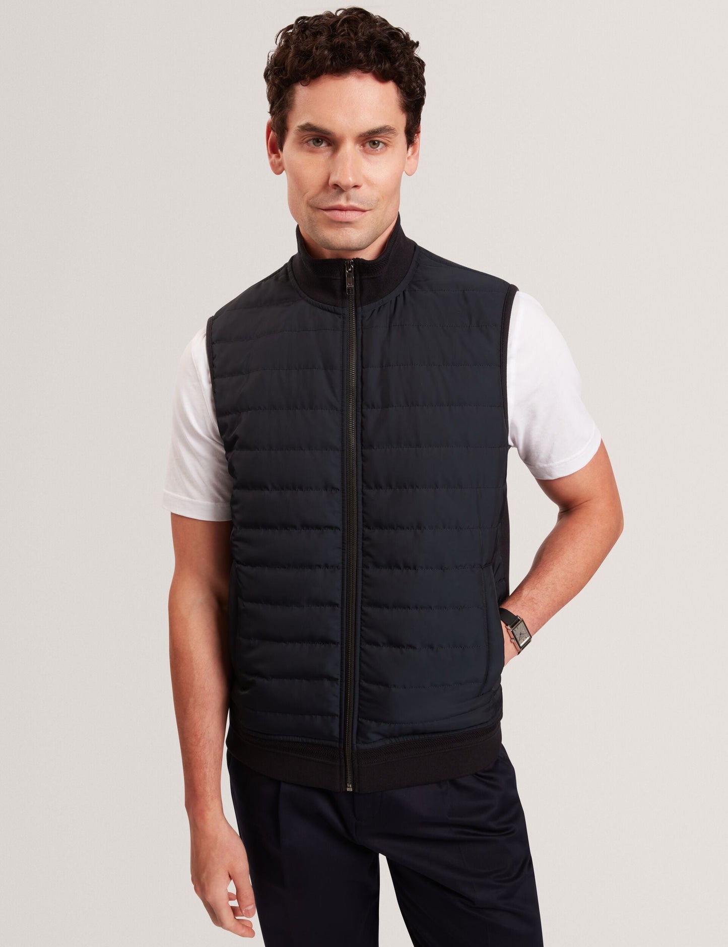 Ted Baker PAFAVOR Quilted Front Funnel Neck Zip-Up Gilet