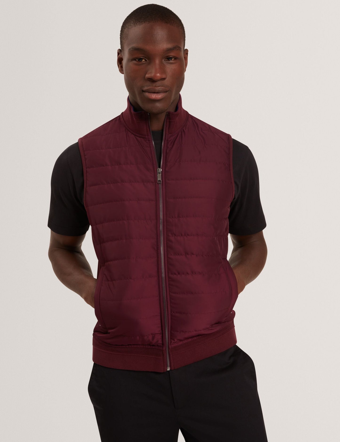 Ted Baker PAFAVOR Quilted Front Funnel Neck Zip-Up Gilet