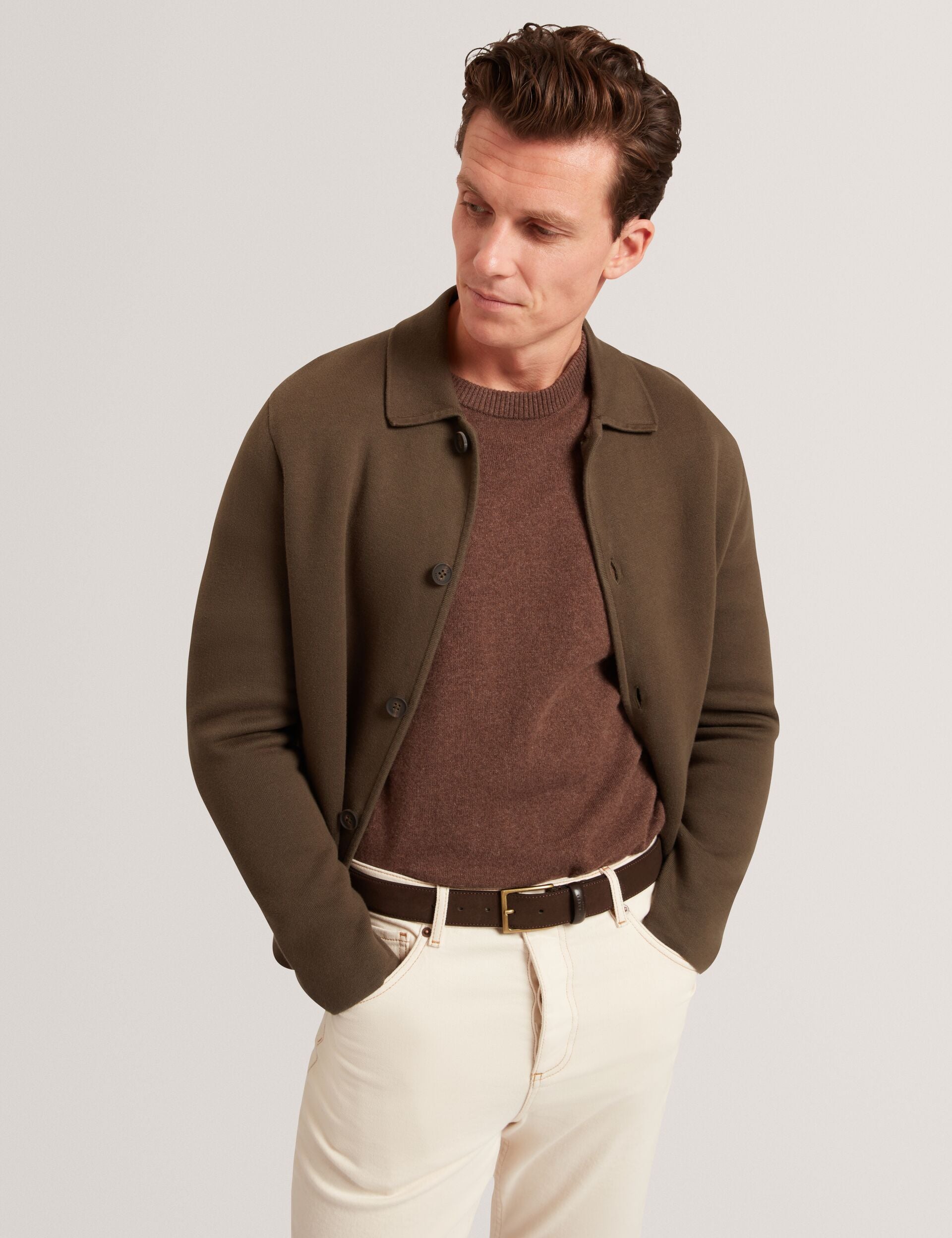 Ted Baker FREDER Knitted Cotton Blend Cardigan Jacket