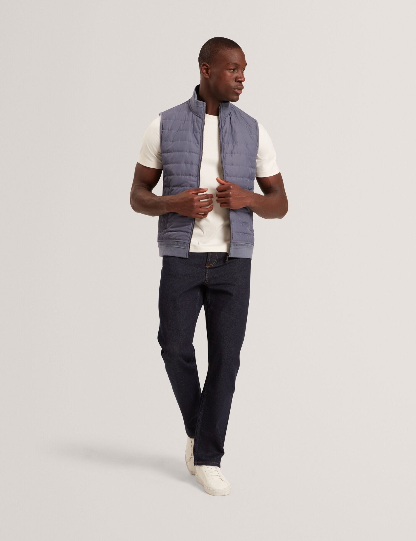 Ted Baker PAFAVOR Quilted Front Funnel Neck Zip-Up Gilet