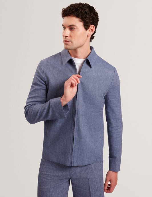 Ted Baker ASHLEYJ Linen Cotton Zip-Up Harrington Jacket