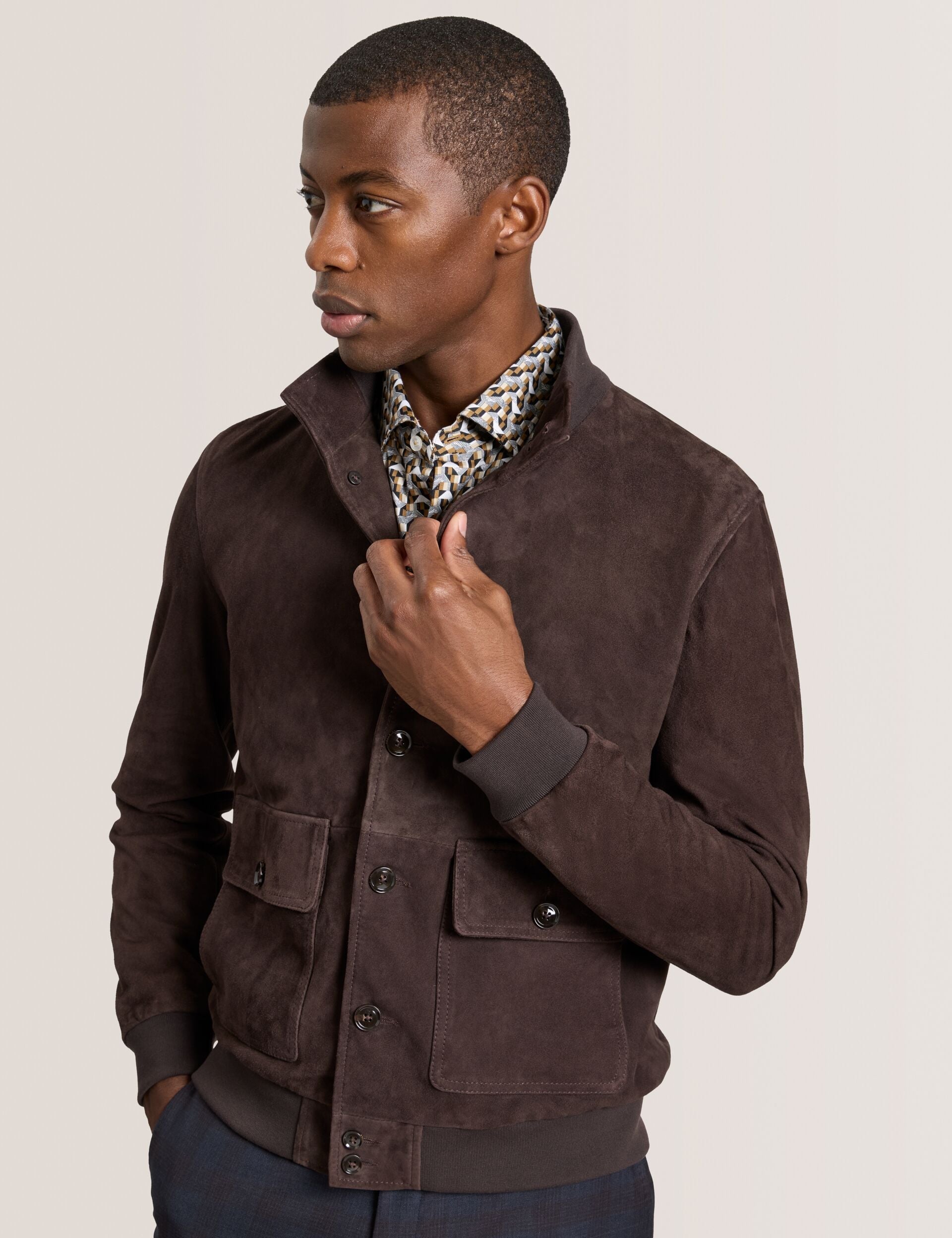 Ted Baker WEIR - Suede Button Front Jacket