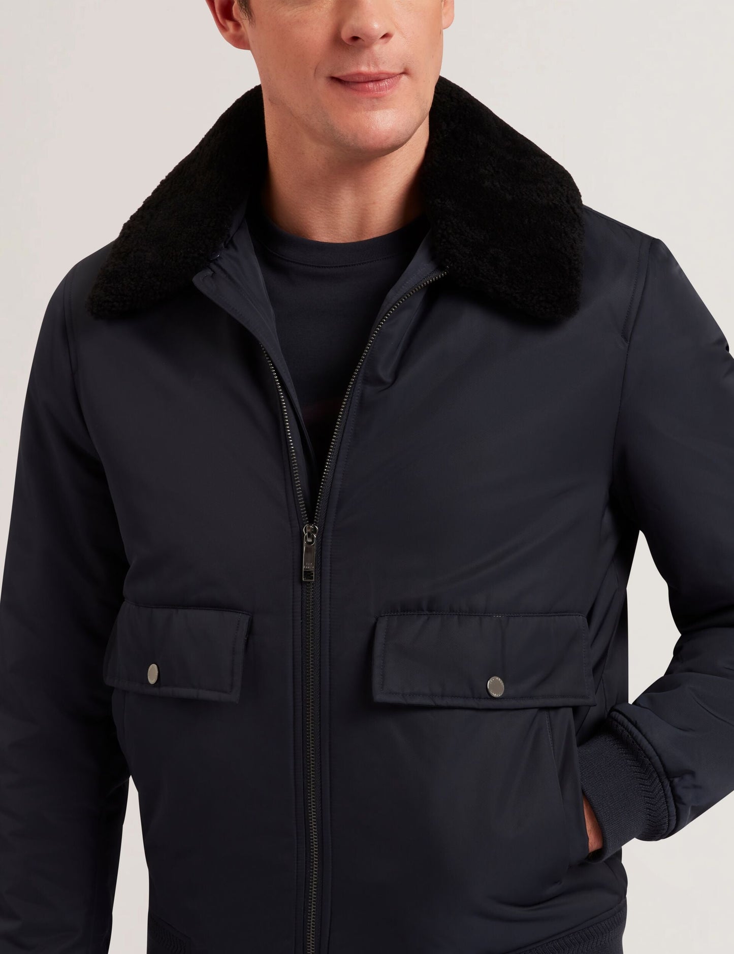 Ted Baker AVITORE - Zip Bomber Jacket With Removable Collar