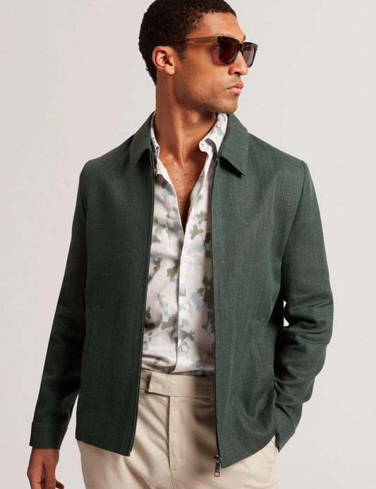 Ted Baker KUMARH - Linen Blend Zip Up Harrington Jacket