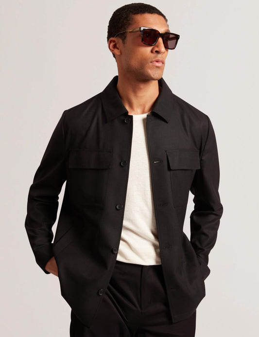 Ted Baker SELWYNJ - Black Lightweight Wool Blend Shirt Jacket