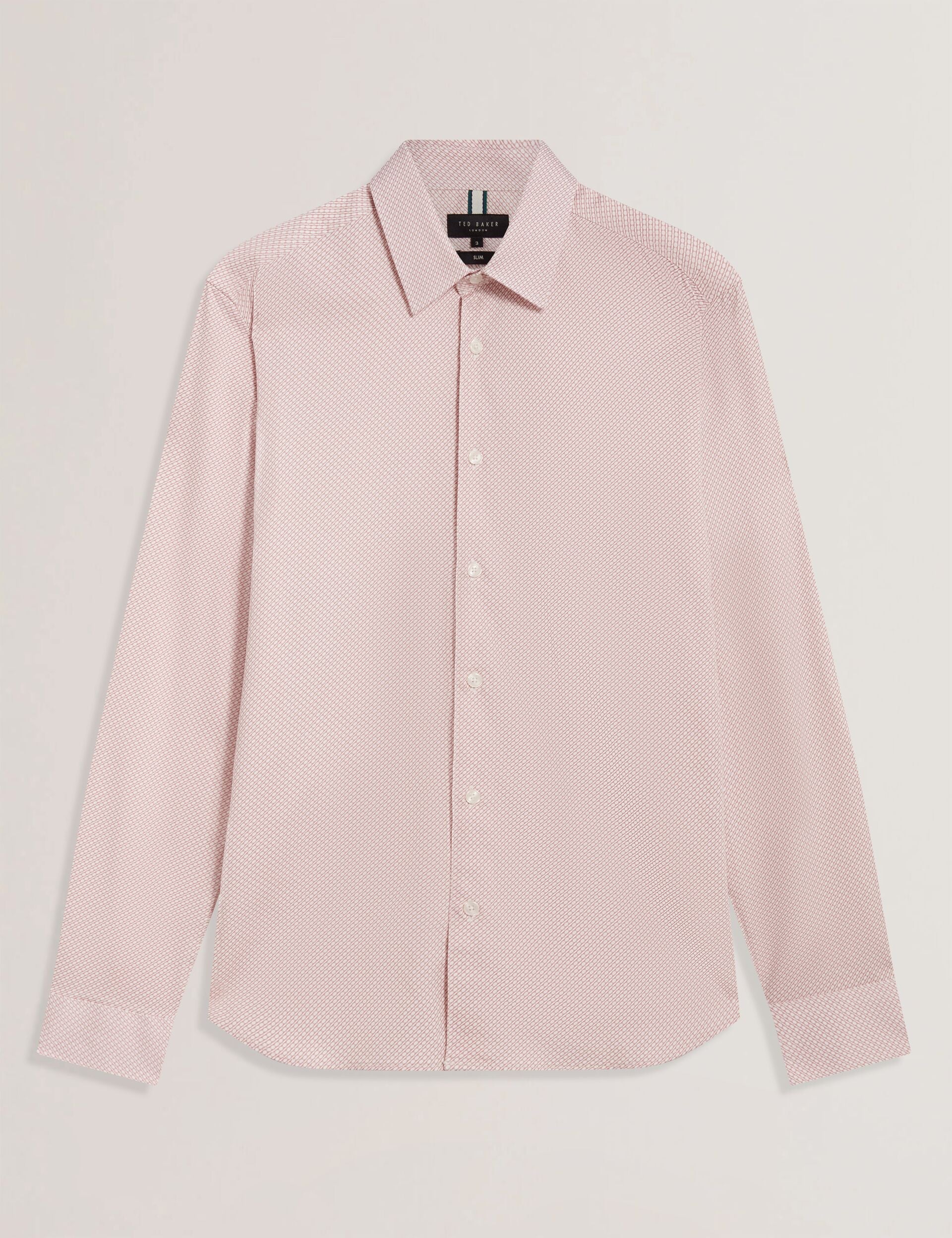 Ted Baker OLWENO Micro Geo Print Long Sleeve Slim Shirt