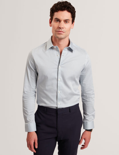 Ted Baker OLWENO Micro Geo Print Long Sleeve Slim Shirt