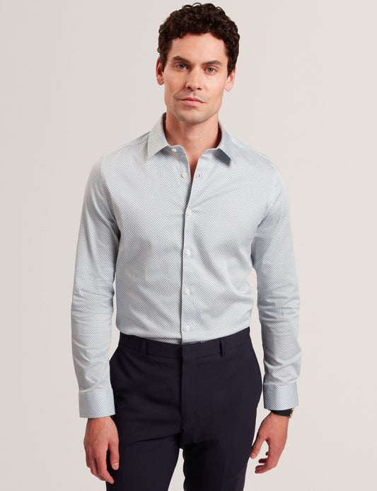 Ted Baker OLWENO Micro Geo Print Long Sleeve Slim Shirt