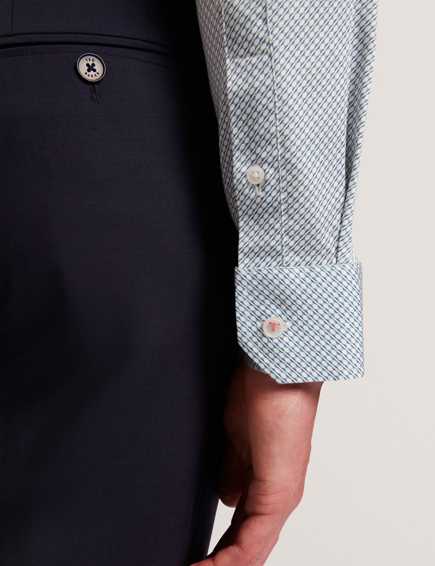 Ted Baker OLWENO Micro Geo Print Long Sleeve Slim Shirt
