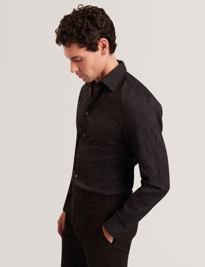 Ted Baker FYNRAN Diamond Check Crinkled Long Sleeve Shirt