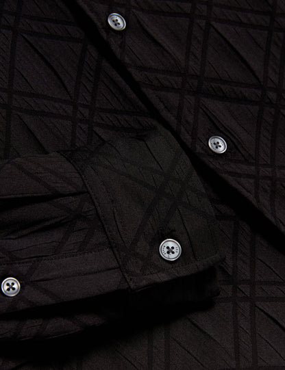 Ted Baker FYNRAN Diamond Check Crinkled Long Sleeve Shirt