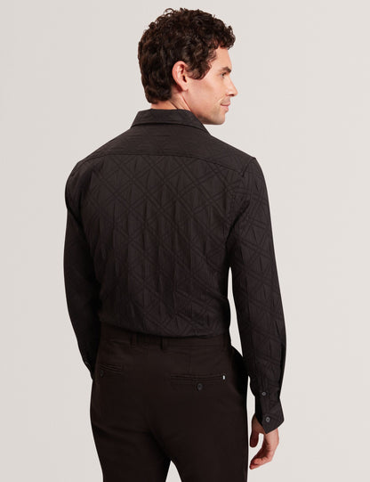 Ted Baker FYNRAN Diamond Check Crinkled Long Sleeve Shirt