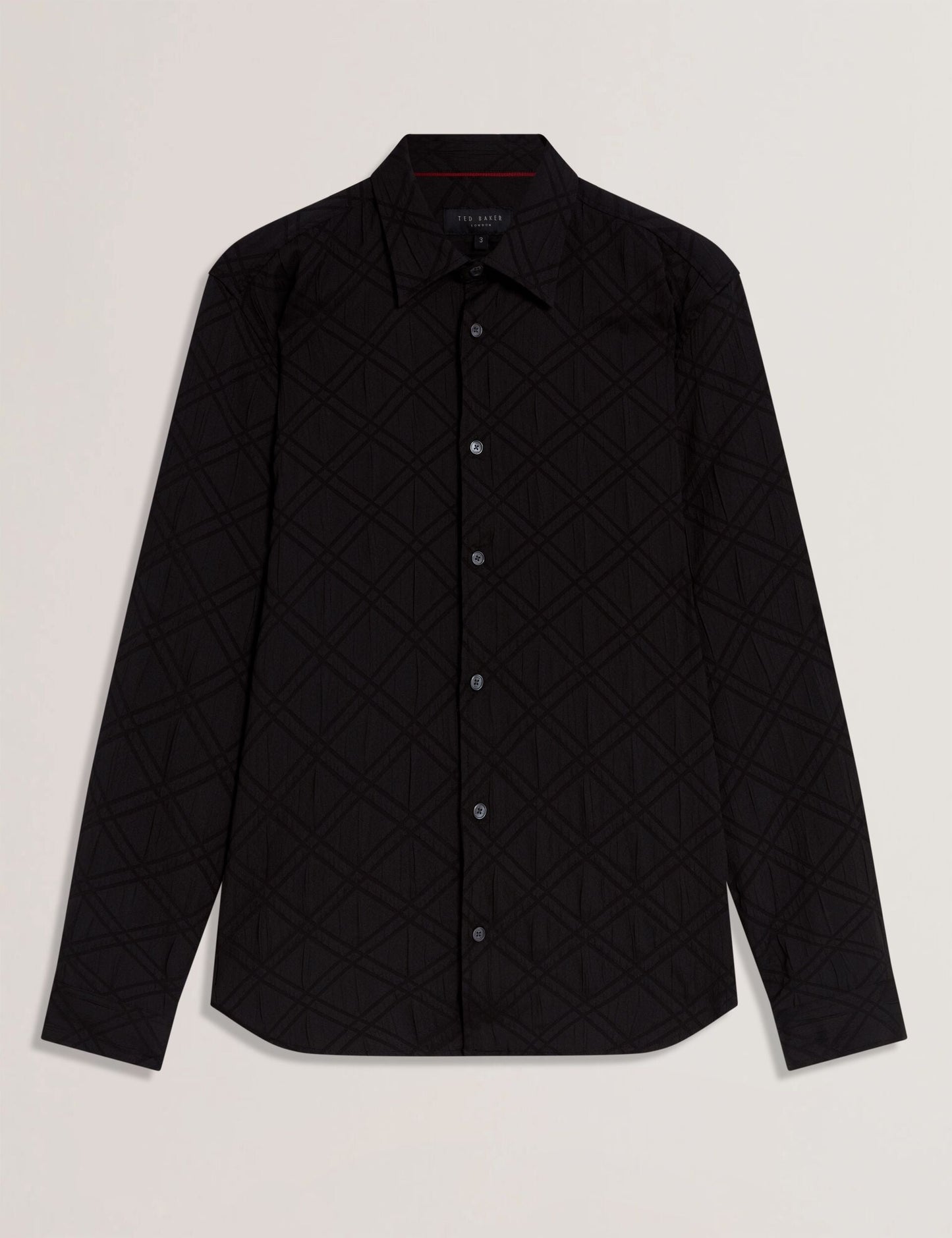 Ted Baker FYNRAN Diamond Check Crinkled Long Sleeve Shirt