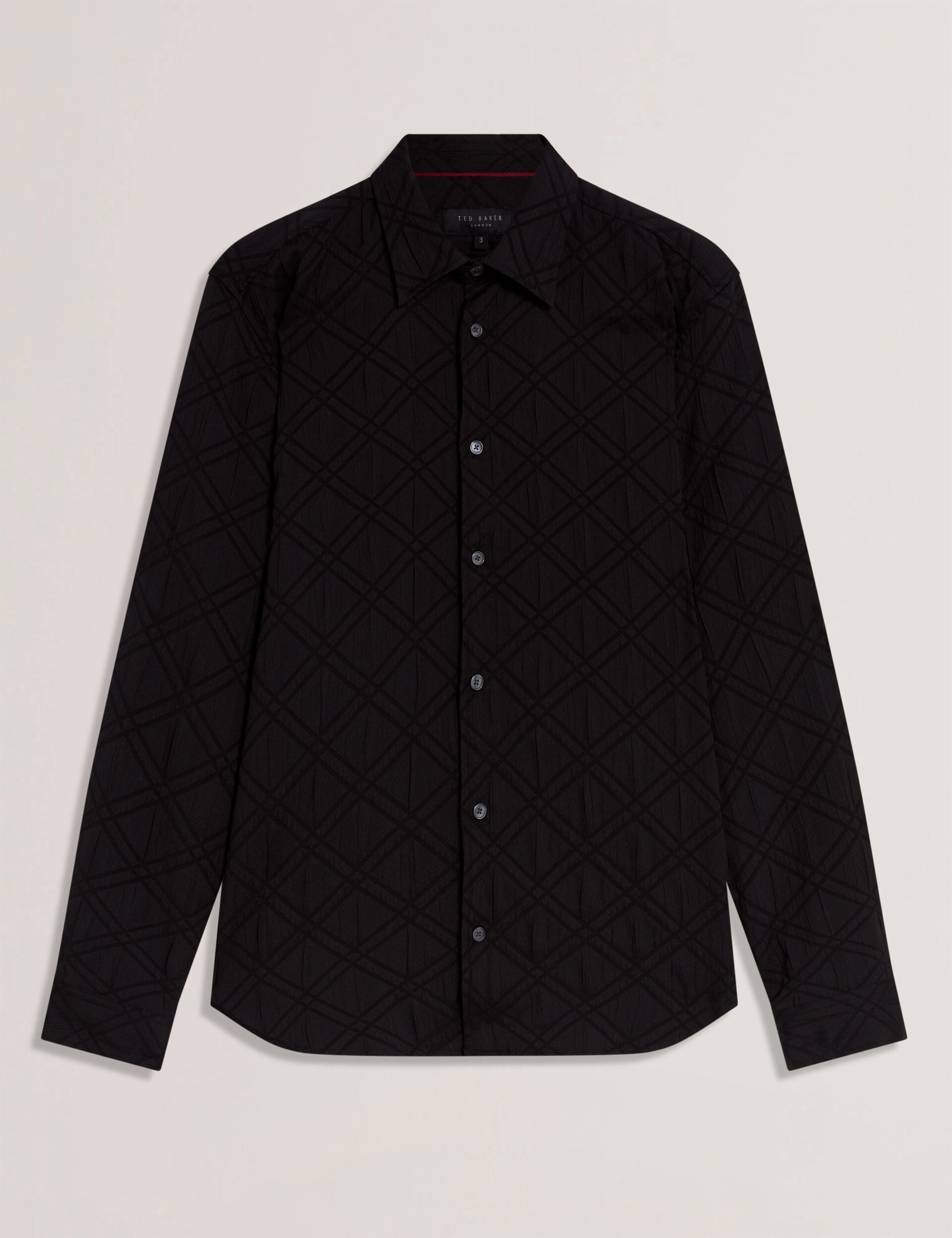Ted Baker FYNRAN Diamond Check Crinkled Long Sleeve Shirt