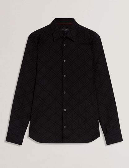 Ted Baker FYNRAN Diamond Check Crinkled Long Sleeve Shirt