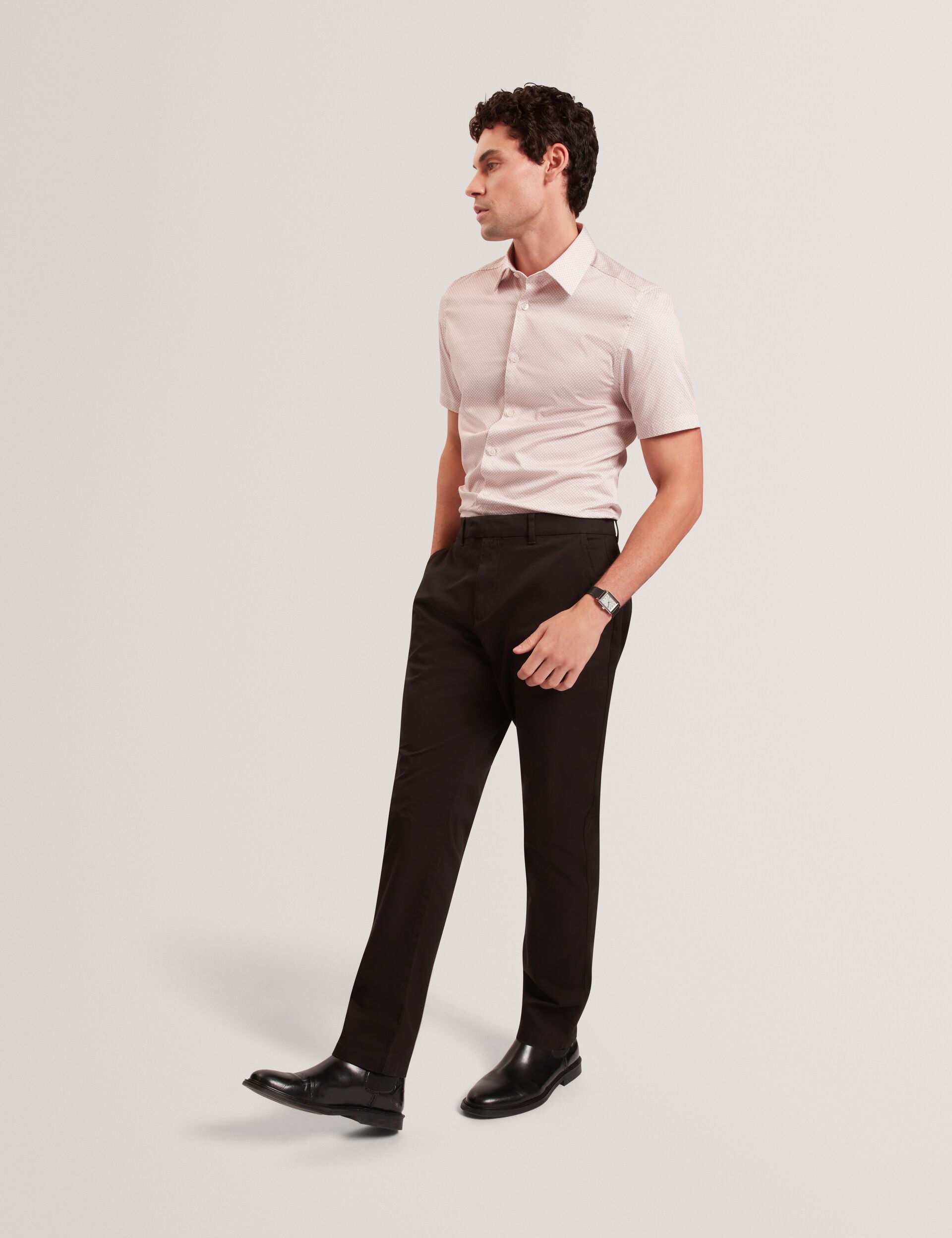 Ted Baker ROMMANN Micro Geo Print Slim Short Sleeve Shirt