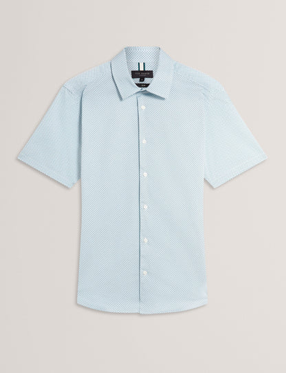 Ted Baker ROMMANN Micro Geo Print Slim Short Sleeve Shirt
