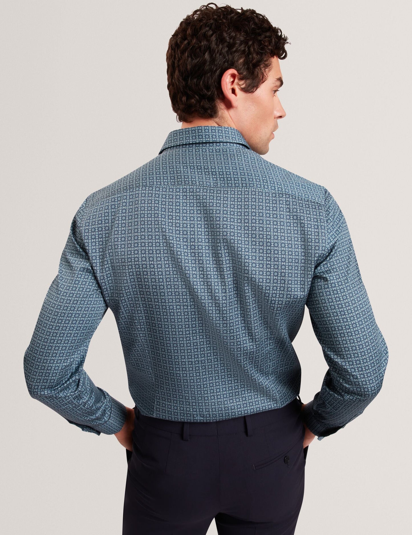 Ted Baker CAYLAXE Slim Fit Geo Print Cotton Blend Shirt