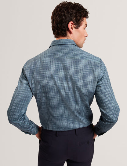 Ted Baker CAYLAXE Slim Fit Geo Print Cotton Blend Shirt