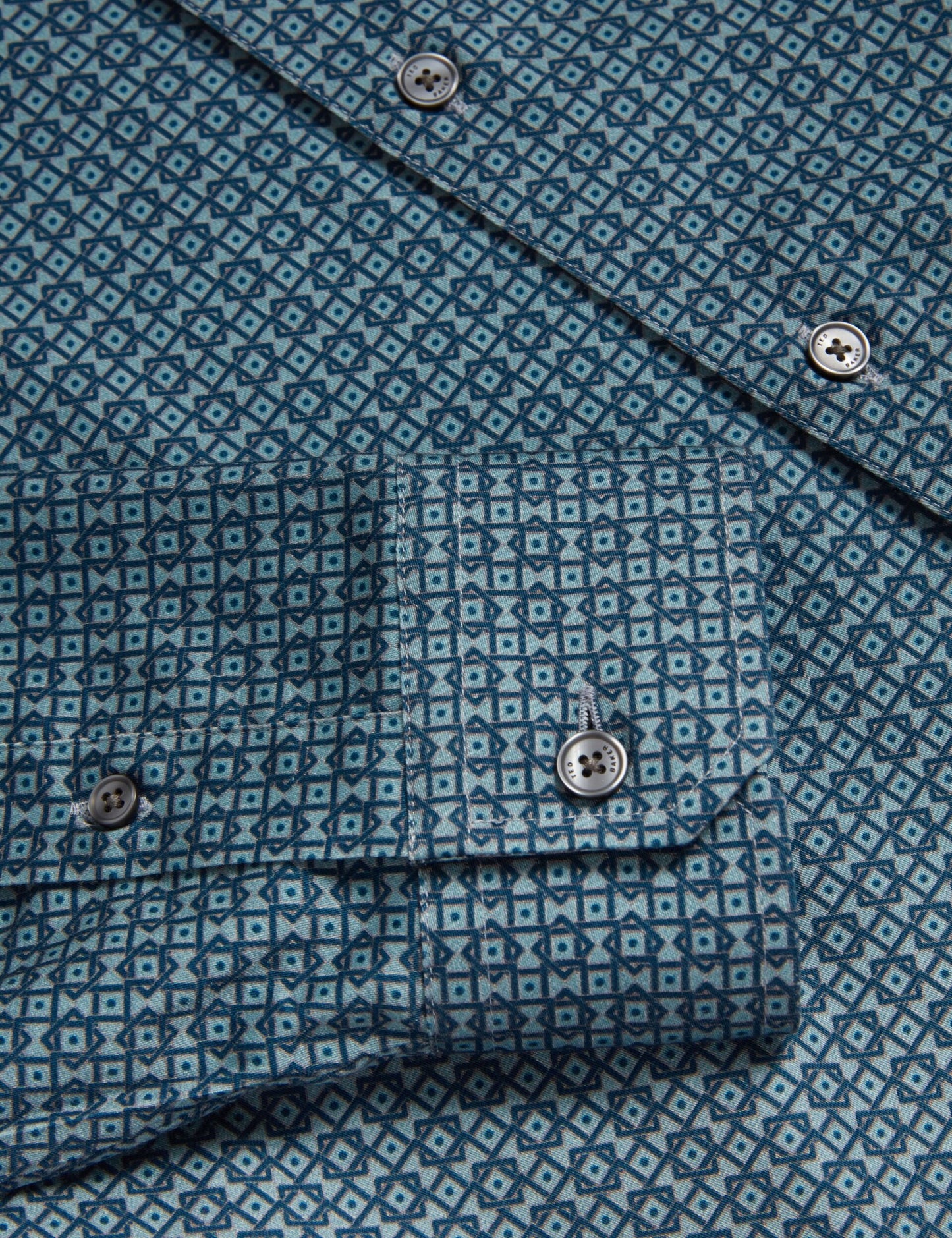 Ted Baker CAYLAXE Slim Fit Geo Print Cotton Blend Shirt