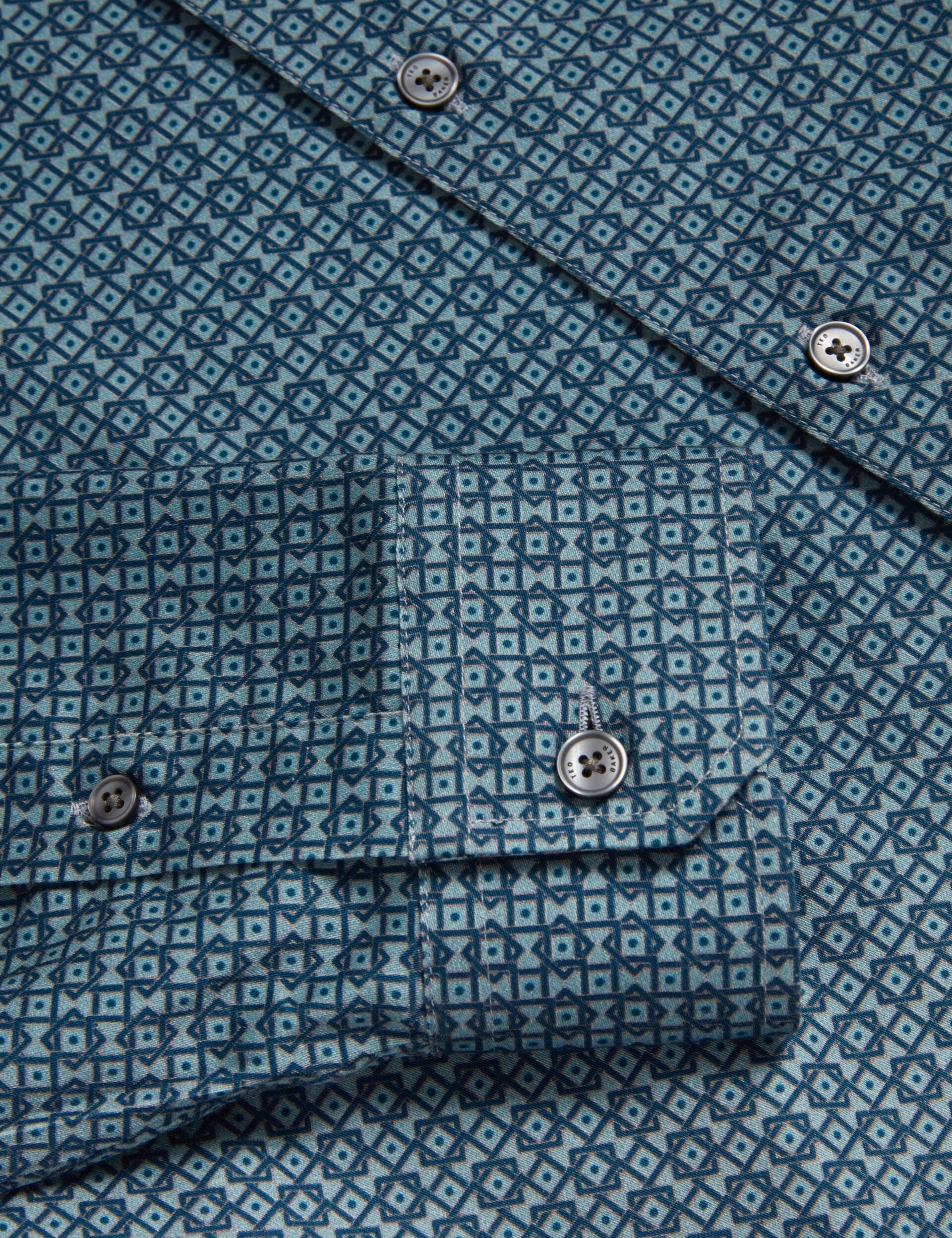 Ted Baker CAYLAXE Slim Fit Geo Print Cotton Blend Shirt