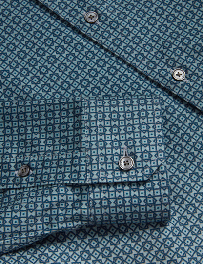 Ted Baker CAYLAXE Slim Fit Geo Print Cotton Blend Shirt