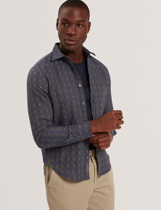 Ted Baker VYSER Jacquard Check Woven Long Sleeve Shirt