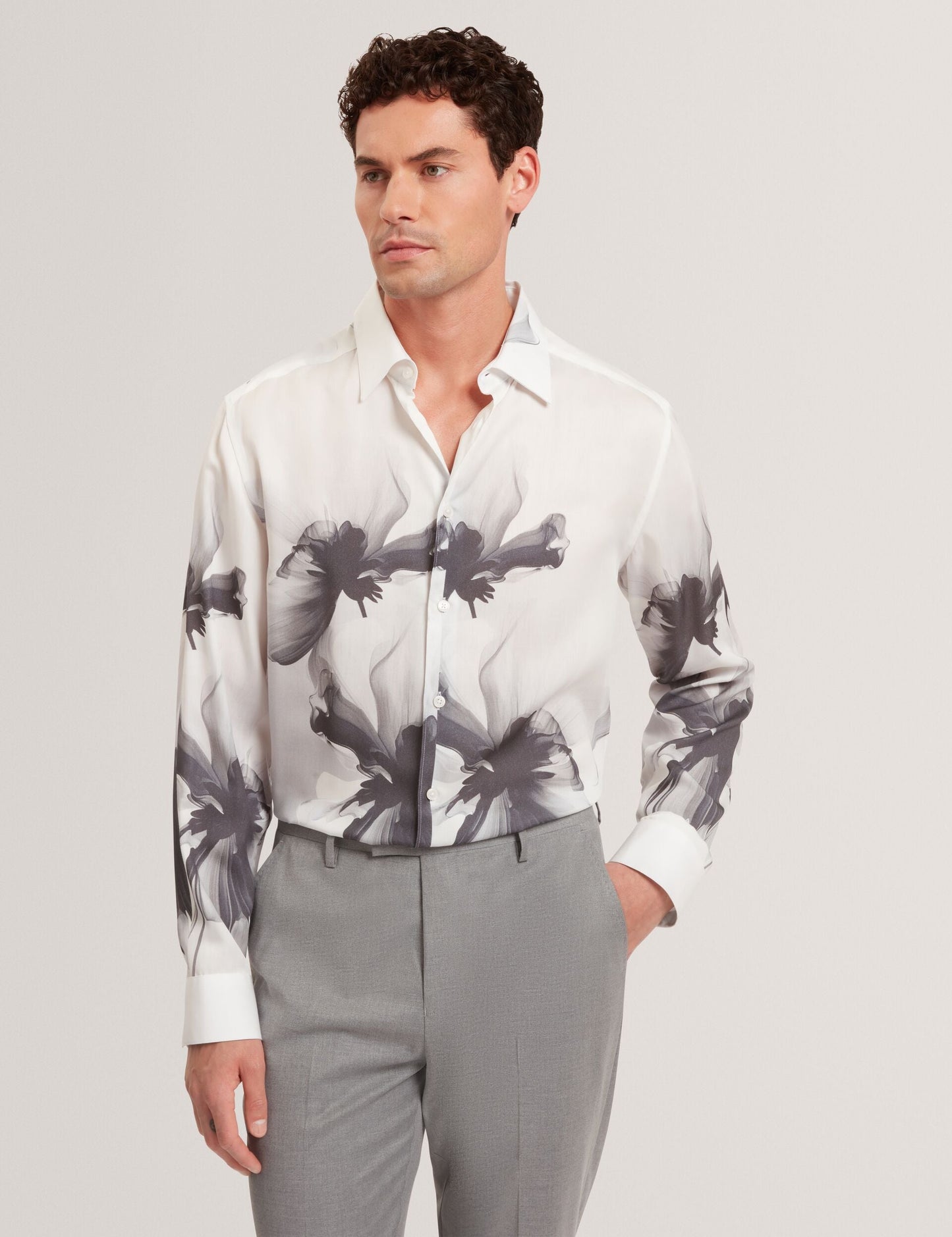 Ted Baker AMUND Monochrome Floral Long Sleeve Shirt
