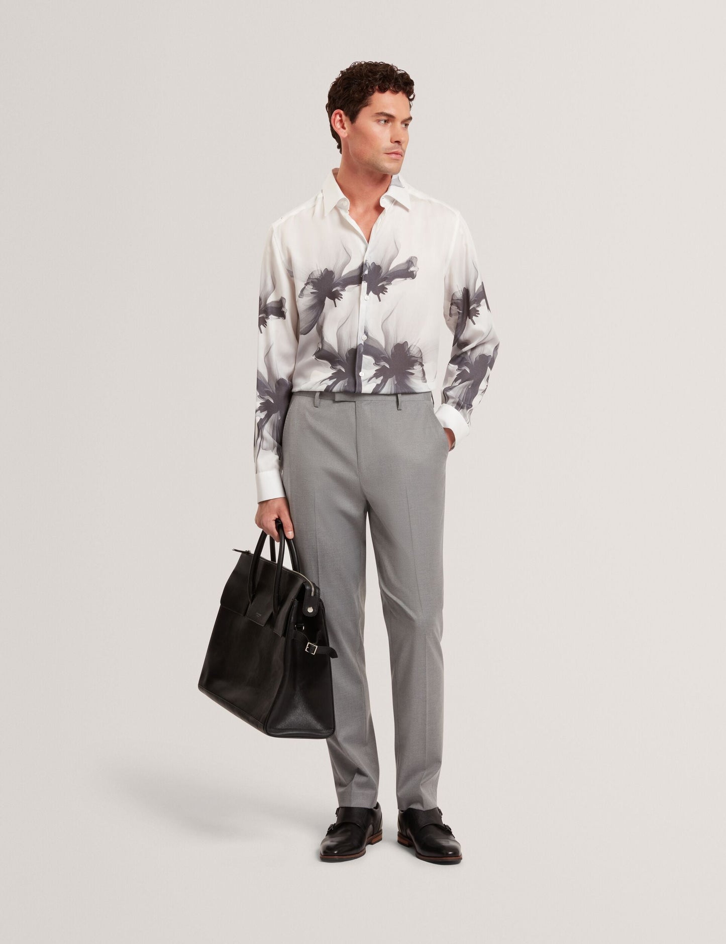 Ted Baker AMUND Monochrome Floral Long Sleeve Shirt