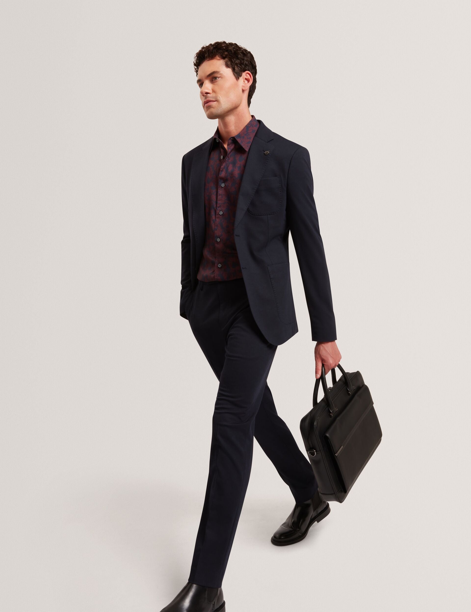 Ted Baker AKSELLE Dark Floral Print Woven Shirt