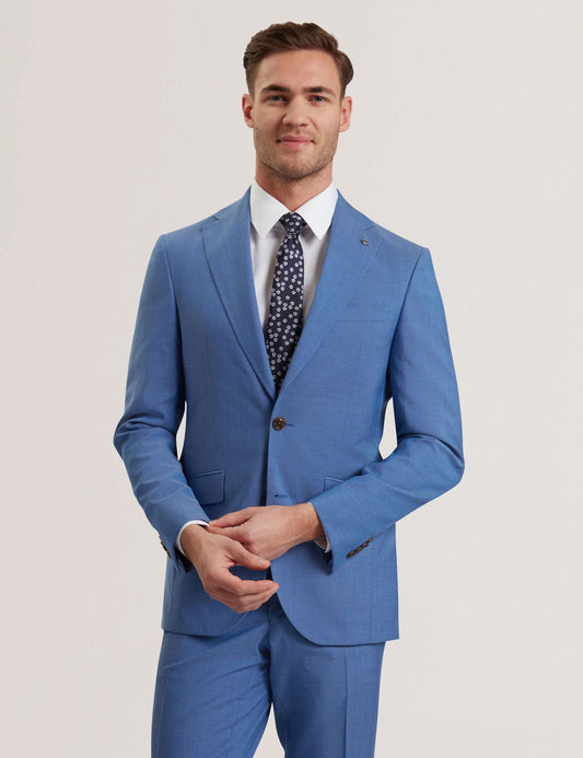 Ted Baker JAYING - Slim Fit Blue Textured Wool Suit Jacket