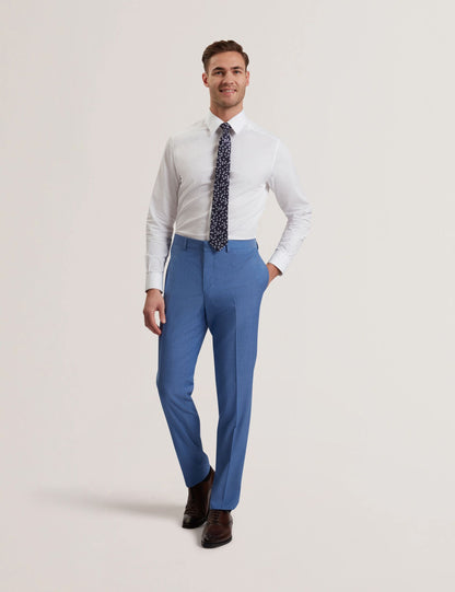 Ted Baker JAYINGS - Slim Fit Blue Textured Wool Suit Pants