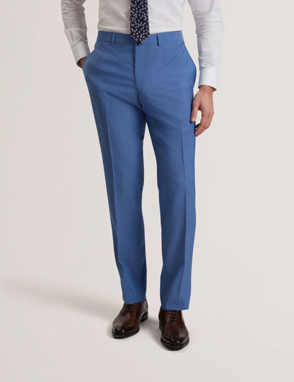 Ted Baker JAYINGS - Slim Fit Blue Textured Wool Suit Pants