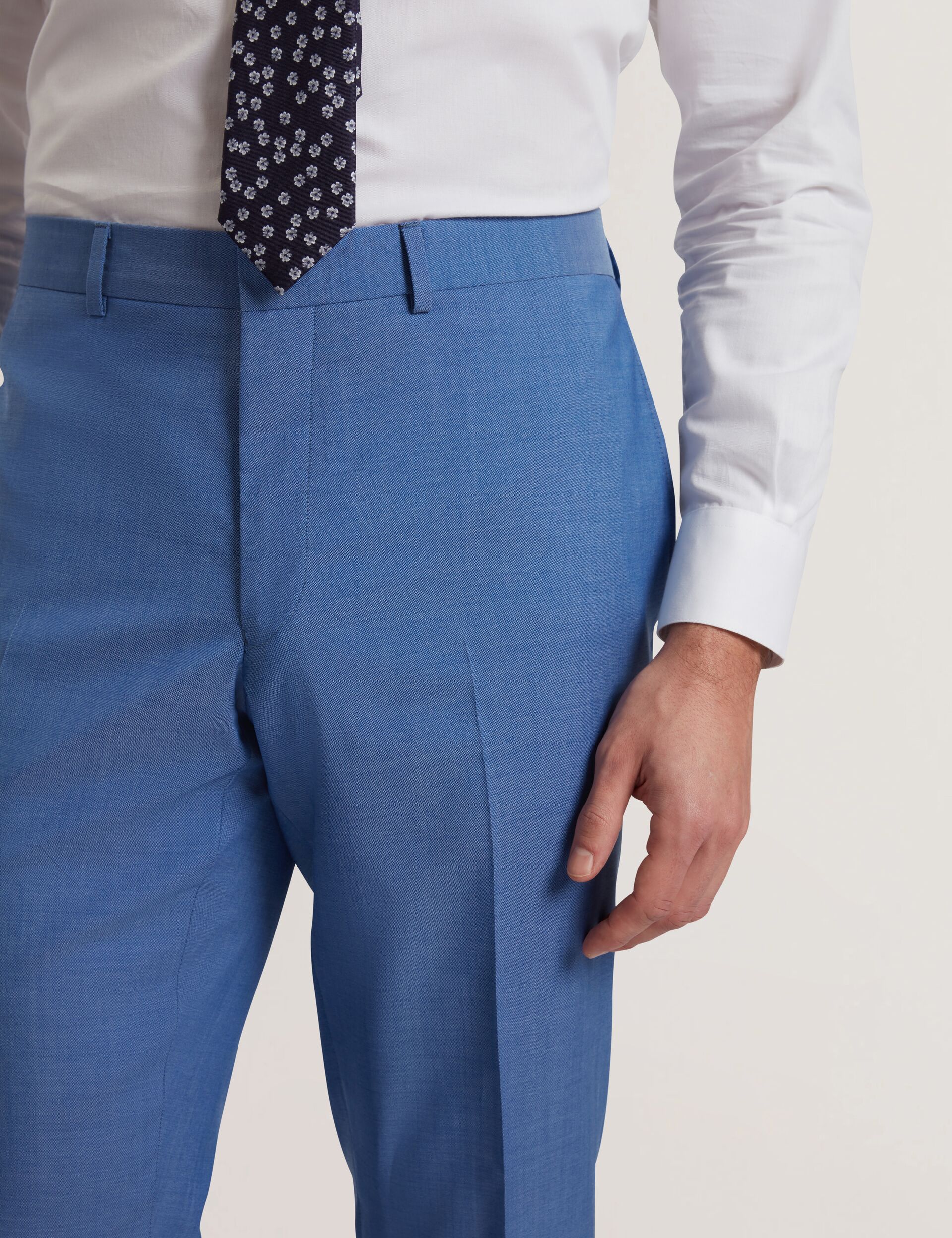 Ted Baker JAYINGS - Slim Fit Blue Textured Wool Suit Pants