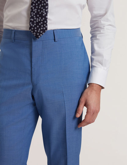 Ted Baker JAYINGS - Slim Fit Blue Textured Wool Suit Pants