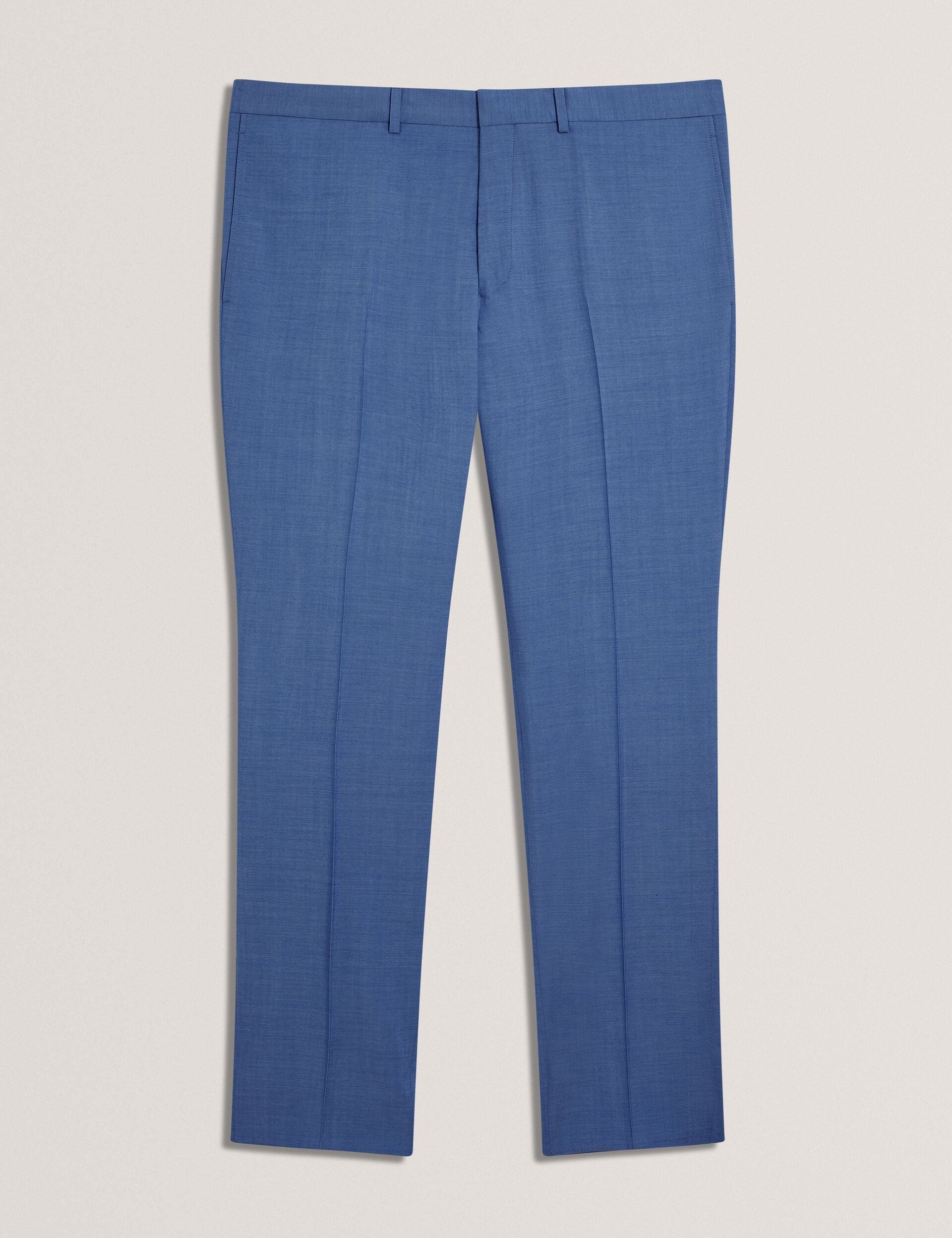 Ted Baker JAYINGS - Slim Fit Blue Textured Wool Suit Pants