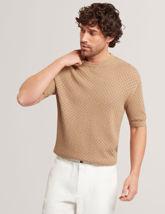 Ted Baker FERRISS Diamond Crochet Knit Cotton T-Shirt