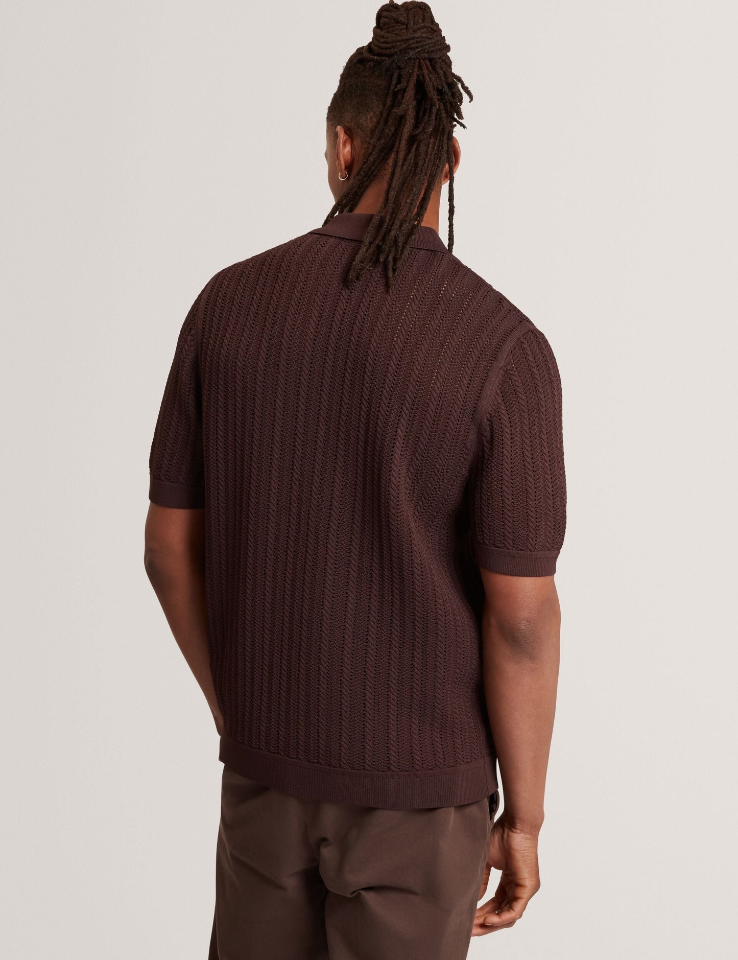 Ted Baker LOUND Textured Stripe Knit Short Sleeve Shirt